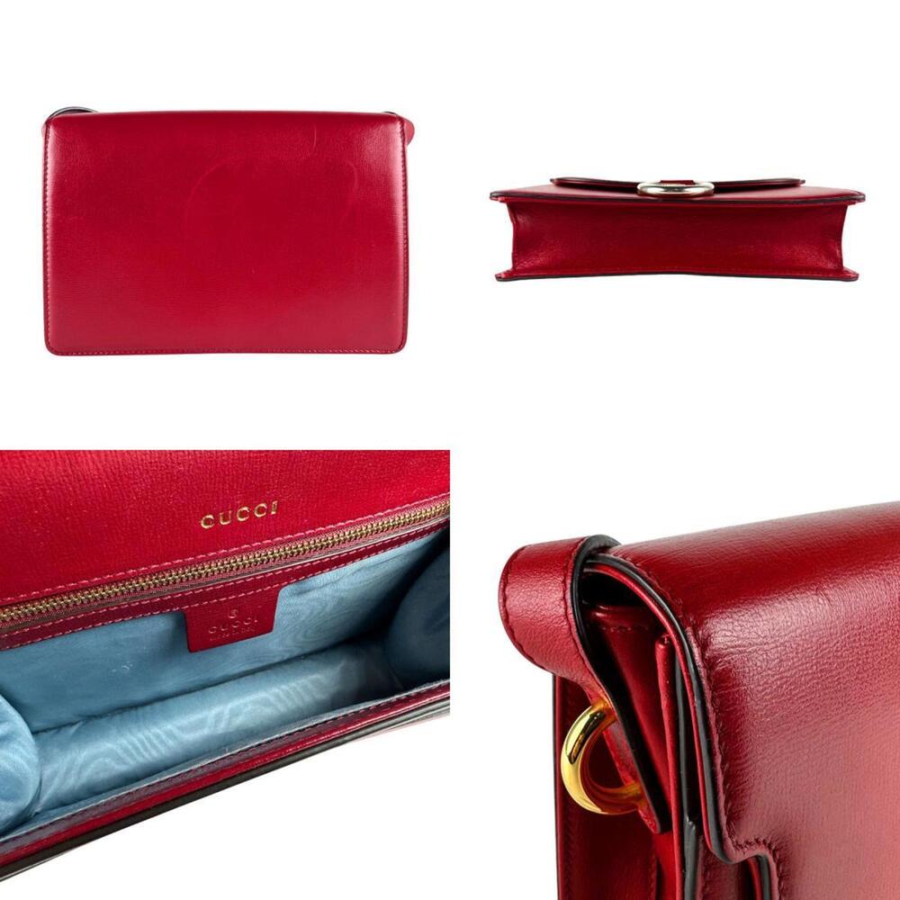 GUCCI Authentic Red Leather GG Marmont Shoulder Bag - Picture 3 of 5